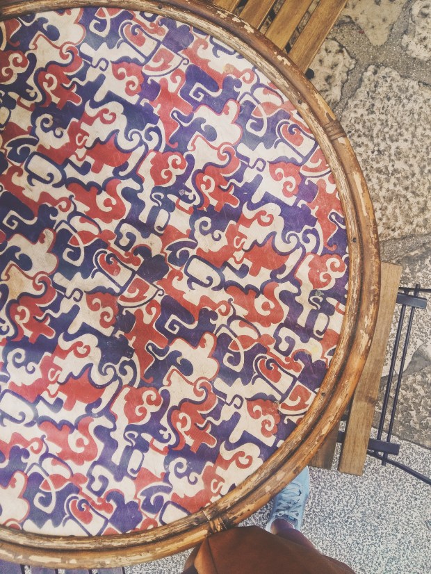 Draped table in the Piazza